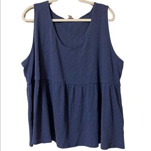 Terra and Sky Babydoll Tank Top Navy 2X 20/22w